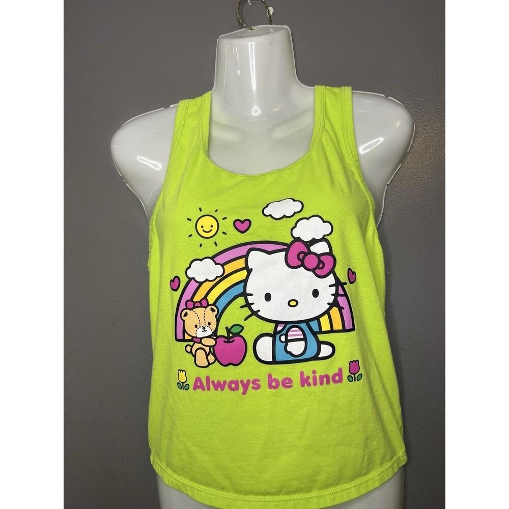 Hello Kitty Rainbow Graphic Be Kind Hybrid Apparel Tank Top Womens XL Green